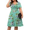 imagePOSESHE Womens Plus Size Dresses Summer Short Sleeve Wrap VNeck Sundress Casual Wedding Guest Cocktail Dress with PocketsGreen Floral