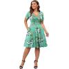 imagePOSESHE Womens Plus Size Dresses Summer Short Sleeve Wrap VNeck Sundress Casual Wedding Guest Cocktail Dress with PocketsGreen Floral