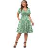 imagePOSESHE Womens Plus Size Dresses Summer Short Sleeve Wrap VNeck Sundress Casual Wedding Guest Cocktail Dress with PocketsGreen White Floral