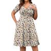 imagePOSESHE Womens Plus Size Dresses Summer Short Sleeve Wrap VNeck Sundress Casual Wedding Guest Cocktail Dress with PocketsInk Floral