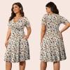 imagePOSESHE Womens Plus Size Dresses Summer Short Sleeve Wrap VNeck Sundress Casual Wedding Guest Cocktail Dress with PocketsInk Floral