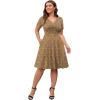 imagePOSESHE Womens Plus Size Dresses Summer Short Sleeve Wrap VNeck Sundress Casual Wedding Guest Cocktail Dress with PocketsLeopard Khaki