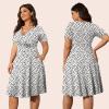 imagePOSESHE Womens Plus Size Dresses Summer Short Sleeve Wrap VNeck Sundress Casual Wedding Guest Cocktail Dress with PocketsLeopard White