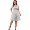 imagePOSESHE Womens Plus Size Dresses Summer Short Sleeve Wrap VNeck Sundress Casual Wedding Guest Cocktail Dress with PocketsLeopard White