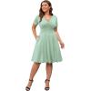 imagePOSESHE Womens Plus Size Dresses Summer Short Sleeve Wrap VNeck Sundress Casual Wedding Guest Cocktail Dress with PocketsLight Green