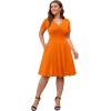 imagePOSESHE Womens Plus Size Dresses Summer Short Sleeve Wrap VNeck Sundress Casual Wedding Guest Cocktail Dress with PocketsOrange