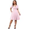 imagePOSESHE Womens Plus Size Dresses Summer Short Sleeve Wrap VNeck Sundress Casual Wedding Guest Cocktail Dress with PocketsPink Dot
