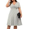 imagePOSESHE Womens Plus Size Dresses Summer Short Sleeve Wrap VNeck Sundress Casual Wedding Guest Cocktail Dress with PocketsPink Yellow Floral