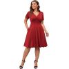 imagePOSESHE Womens Plus Size Dresses Summer Short Sleeve Wrap VNeck Sundress Casual Wedding Guest Cocktail Dress with PocketsRed