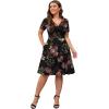 imagePOSESHE Womens Plus Size Dresses Summer Short Sleeve Wrap VNeck Sundress Casual Wedding Guest Cocktail Dress with PocketsRose Black