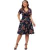 imagePOSESHE Womens Plus Size Dresses Summer Short Sleeve Wrap VNeck Sundress Casual Wedding Guest Cocktail Dress with PocketsRose Blue