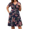 imagePOSESHE Womens Plus Size Dresses Summer Short Sleeve Wrap VNeck Sundress Casual Wedding Guest Cocktail Dress with PocketsRose Blue