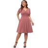 imagePOSESHE Womens Plus Size Dresses Summer Short Sleeve Wrap VNeck Sundress Casual Wedding Guest Cocktail Dress with PocketsWarm Pink