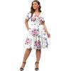 imagePOSESHE Womens Plus Size Dresses Summer Short Sleeve Wrap VNeck Sundress Casual Wedding Guest Cocktail Dress with PocketsWhite Floral