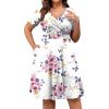 imagePOSESHE Womens Plus Size Dresses Summer Short Sleeve Wrap VNeck Sundress Casual Wedding Guest Cocktail Dress with PocketsWhite Floral