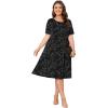 imagePOSESHE Womens Plus Size Summer Dress 2024 Casual Short Sleeve Empire Waist Loose Fit Swing TShirt Dress with PocketsBlack White Floral