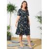 imagePOSESHE Womens Plus Size Summer Dress 2024 Casual Short Sleeve Empire Waist Loose Fit Swing TShirt Dress with PocketsBlue Apricot