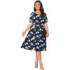imagePOSESHE Womens Plus Size Summer Dress 2024 Casual Short Sleeve Empire Waist Loose Fit Swing TShirt Dress with PocketsBlue Begonia