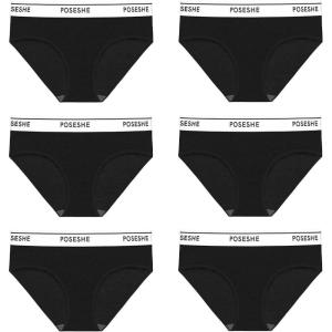 imagePOSESHE Womens MicroModal Brief Underwear Bikini Panties For Women Pack Available in Plus SizeBlack 6 Pack