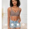 imagePOSESHE Women Comfortable Wireless Bras Push Up Seamless Bralettes Soft V Neck Scalloped Full Coverage Everyday BraCoffeejacquardfree