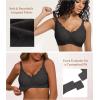 imagePOSESHE Women Comfortable Wireless Bras Push Up Seamless Bralettes Soft V Neck Scalloped Full Coverage Everyday BraDark Grey