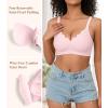 imagePOSESHE Women Comfortable Wireless Bras Push Up Seamless Bralettes Soft V Neck Scalloped Full Coverage Everyday BraLight Pinkjacquardfree