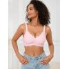 imagePOSESHE Women Comfortable Wireless Bras Push Up Seamless Bralettes Soft V Neck Scalloped Full Coverage Everyday BraLight Pinkjacquardfree