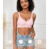imagePOSESHE Women Comfortable Wireless Bras Push Up Seamless Bralettes Soft V Neck Scalloped Full Coverage Everyday BraLight Pinkjacquardfree