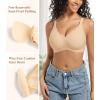 imagePOSESHE Women Comfortable Wireless Bras Push Up Seamless Bralettes Soft V Neck Scalloped Full Coverage Everyday BraNude