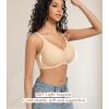imagePOSESHE Women Comfortable Wireless Bras Push Up Seamless Bralettes Soft V Neck Scalloped Full Coverage Everyday BraNude