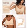 imagePOSESHE Women Comfortable Wireless Bras Push Up Seamless Bralettes Soft V Neck Scalloped Full Coverage Everyday BraNude