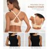 imagePOSESHE Women Comfortable Wireless Bras Push Up Seamless Bralettes Soft V Neck Scalloped Full Coverage Everyday BraNude