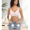 imagePOSESHE Women Comfortable Wireless Bras Push Up Seamless Bralettes Soft V Neck Scalloped Full Coverage Everyday BraPink