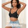 imagePOSESHE Women Comfortable Wireless Bras Push Up Seamless Bralettes Soft V Neck Scalloped Full Coverage Everyday BraPure Blackjacquardfree