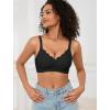 imagePOSESHE Women Comfortable Wireless Bras Push Up Seamless Bralettes Soft V Neck Scalloped Full Coverage Everyday BraPure Blackjacquardfree