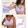 imagePOSESHE Women Comfortable Wireless Bras Push Up Seamless Bralettes Soft V Neck Scalloped Full Coverage Everyday BraPurple