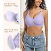 imagePOSESHE Women Comfortable Wireless Bras Push Up Seamless Bralettes Soft V Neck Scalloped Full Coverage Everyday BraPurple