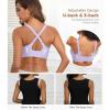 imagePOSESHE Women Comfortable Wireless Bras Push Up Seamless Bralettes Soft V Neck Scalloped Full Coverage Everyday BraPurple