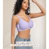 imagePOSESHE Women Comfortable Wireless Bras Push Up Seamless Bralettes Soft V Neck Scalloped Full Coverage Everyday BraPurple