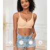 imagePOSESHE Women Comfortable Wireless Bras Push Up Seamless Bralettes Soft V Neck Scalloped Full Coverage Everyday BraSkinjacquardfree