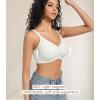 imagePOSESHE Women Comfortable Wireless Bras Push Up Seamless Bralettes Soft V Neck Scalloped Full Coverage Everyday BraWhite