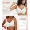 imagePOSESHE Women Comfortable Wireless Bras Push Up Seamless Bralettes Soft V Neck Scalloped Full Coverage Everyday BraWhite