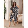 imagePOSESHE Womens Plus Size Pajama Sets Long Sleeve 2 Piece Plus Size Lounge Sleepwear Ladies Cute Pjs Sets with Pockets 202510black Pink Floral