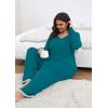 imagePOSESHE Womens Plus Size Pajama Sets Long Sleeve 2 Piece Plus Size Lounge Sleepwear Ladies Cute Pjs Sets with Pockets 2025Grey Blue