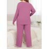 imagePOSESHE Womens Plus Size Pajama Sets Long Sleeve 2 Piece Plus Size Lounge Sleepwear Ladies Cute Pjs Sets with Pockets 2025Purple Red