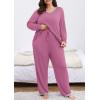imagePOSESHE Womens Plus Size Pajama Sets Long Sleeve 2 Piece Plus Size Lounge Sleepwear Ladies Cute Pjs Sets with Pockets 2025Purple Red