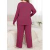 imagePOSESHE Womens Plus Size Pajama Sets Long Sleeve 2 Piece Plus Size Lounge Sleepwear Ladies Cute Pjs Sets with Pockets 2025Wine Red