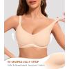 imagePOSESHE Womens Wireless Bras Comfortable Supportive Jacquard Tshirt Bra No Underwire Seamless Push Up Everyday BralettesNude Jacquard