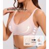 imagePOSESHE Womens Wireless Bras Comfortable Supportive Jacquard Tshirt Bra No Underwire Seamless Push Up Everyday BralettesPink Jacquard