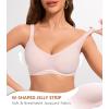 imagePOSESHE Womens Wireless Bras Comfortable Supportive Jacquard Tshirt Bra No Underwire Seamless Push Up Everyday BralettesPink Jacquard